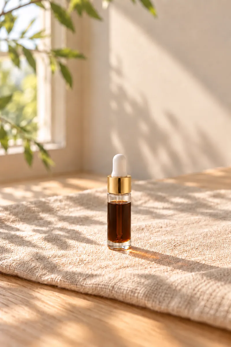 Pure oud oil vial, artisanal agarwood by Woudya